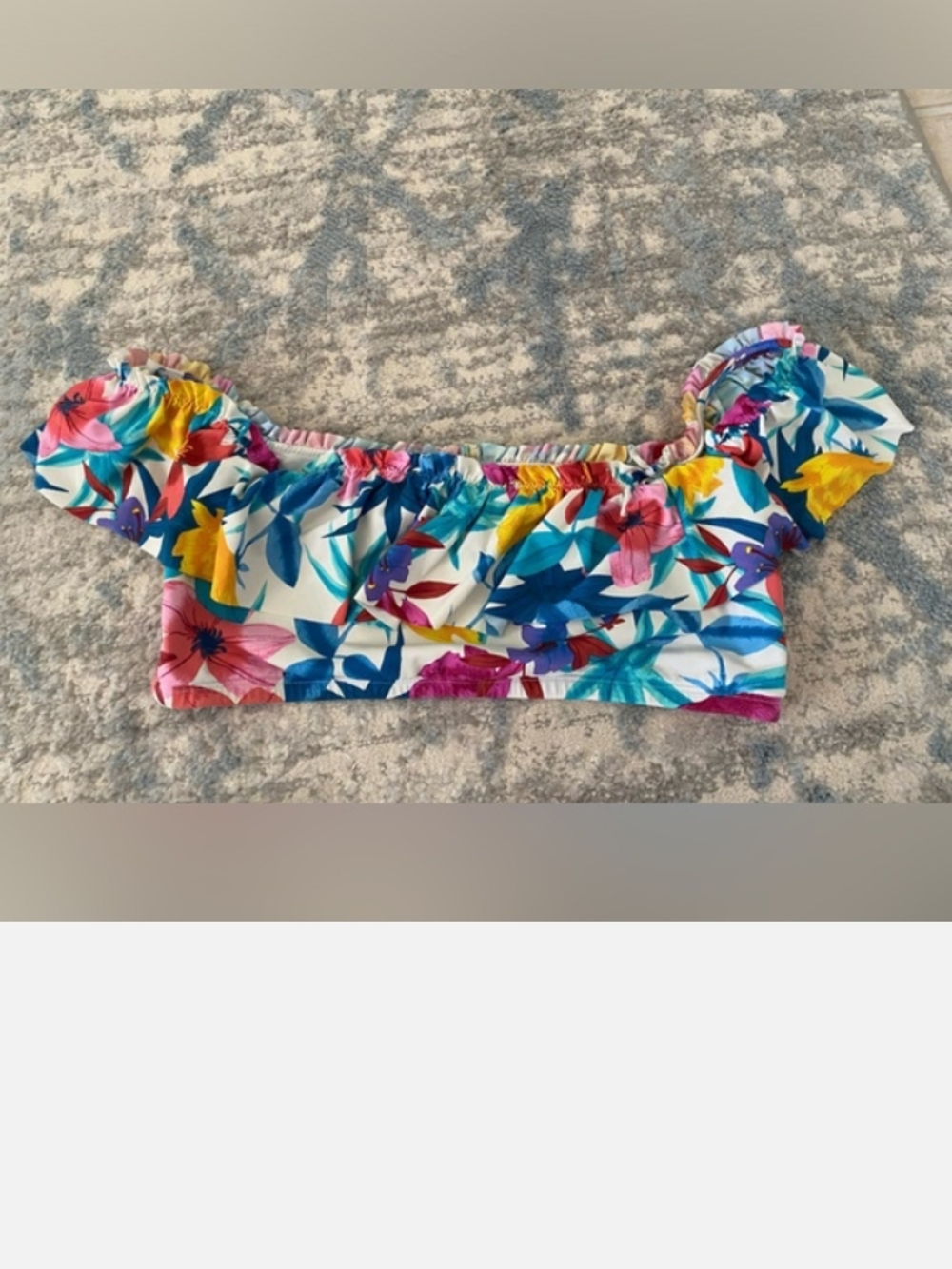 Floral Off-Shoulder Bikini Set in Blue and Multi - Picture 2 of 13